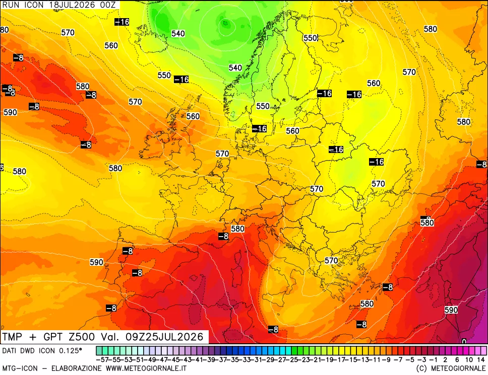 mappa 500 hPa Temp + GPT