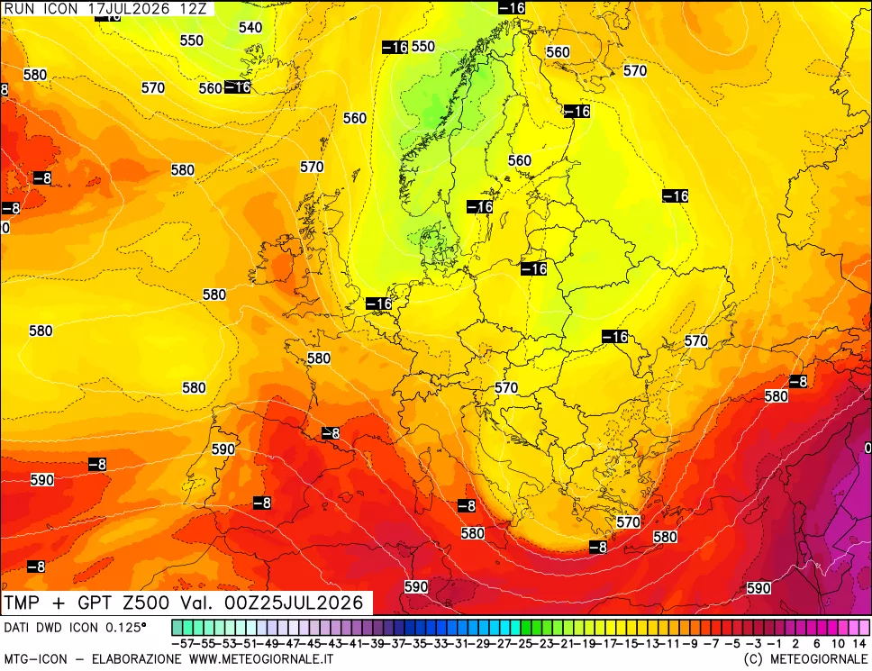 mappa 500 hPa Temp + GPT