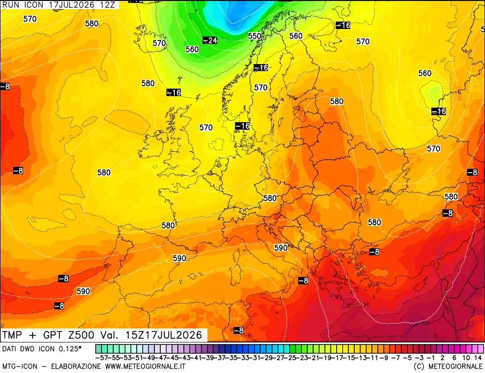 mappa 500 hPa Temp + GPT