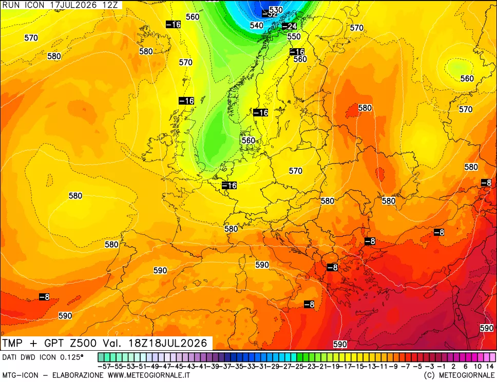 mappa 500 hPa Temp + GPT