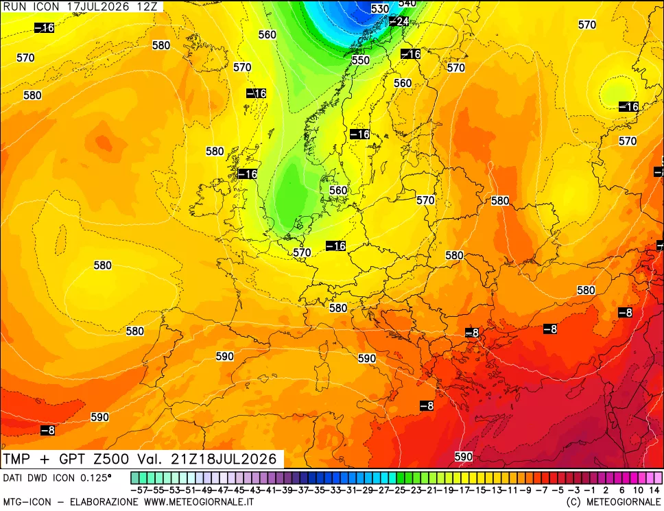 mappa 500 hPa Temp + GPT