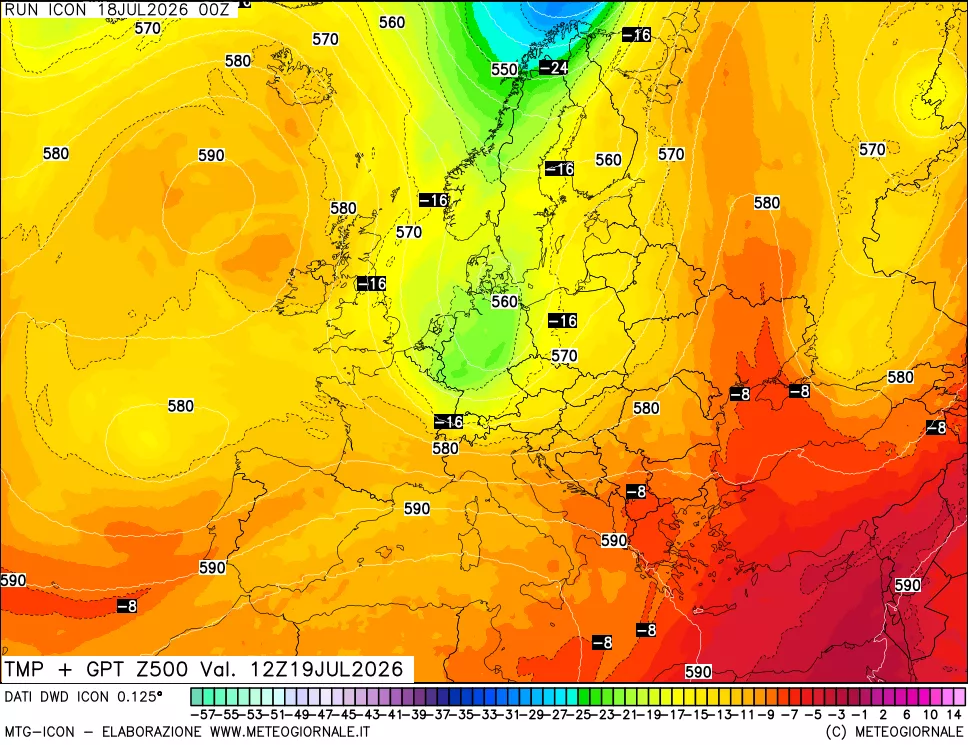 mappa 500 hPa Temp + GPT