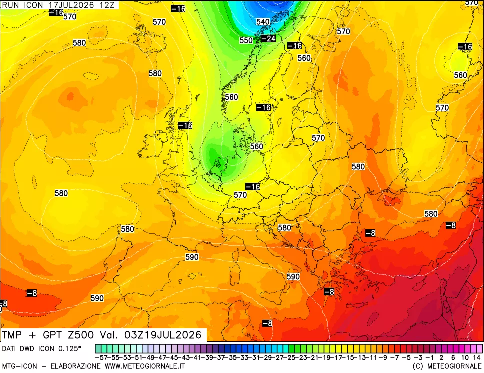 mappa 500 hPa Temp + GPT