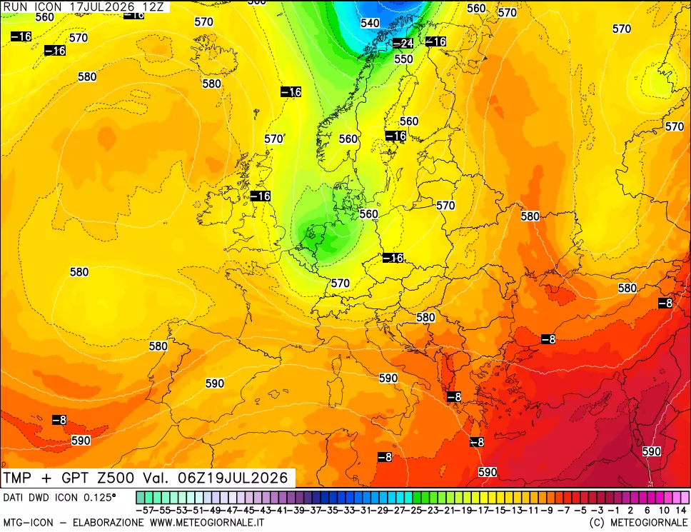 mappa 500 hPa Temp + GPT