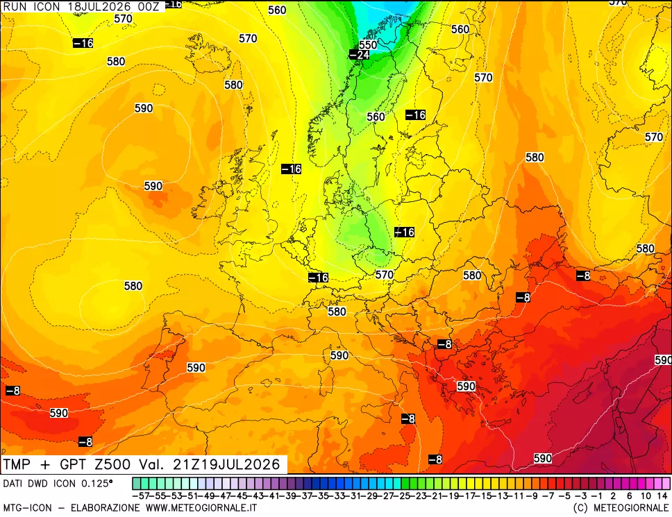 mappa 500 hPa Temp + GPT
