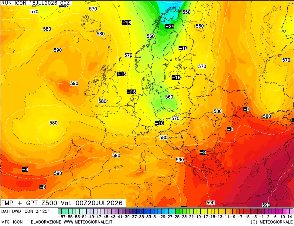 mappa 500 hPa Temp + GPT