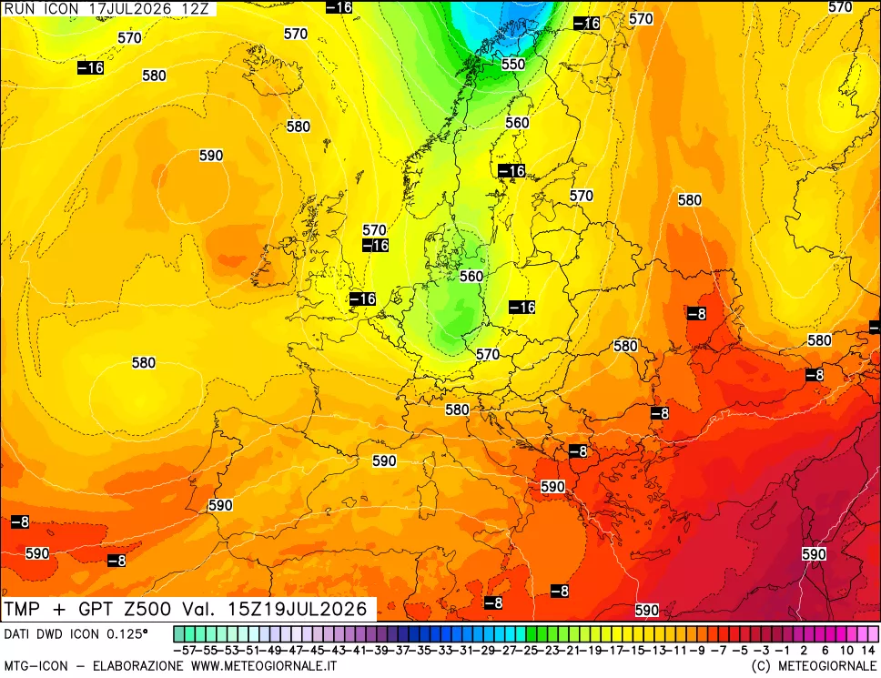 mappa 500 hPa Temp + GPT