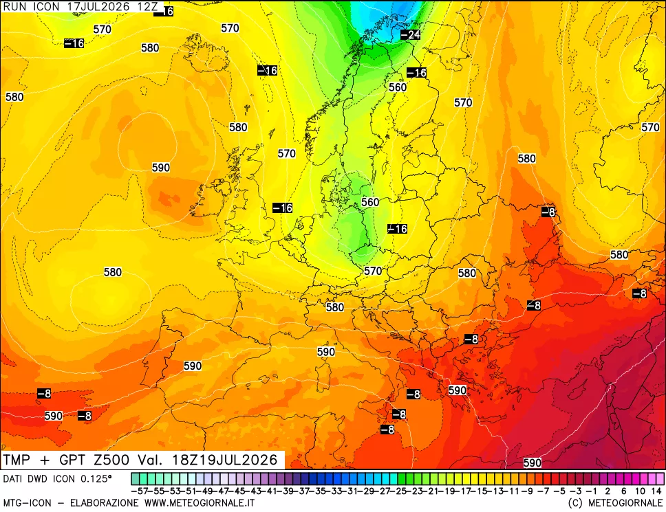 mappa 500 hPa Temp + GPT