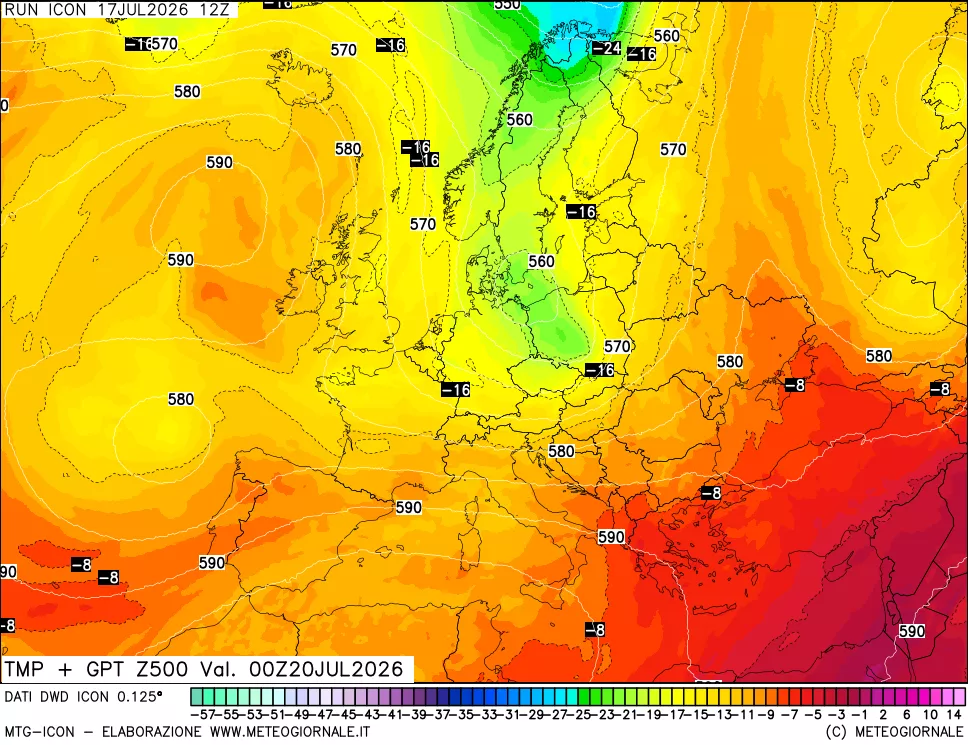 mappa 500 hPa Temp + GPT
