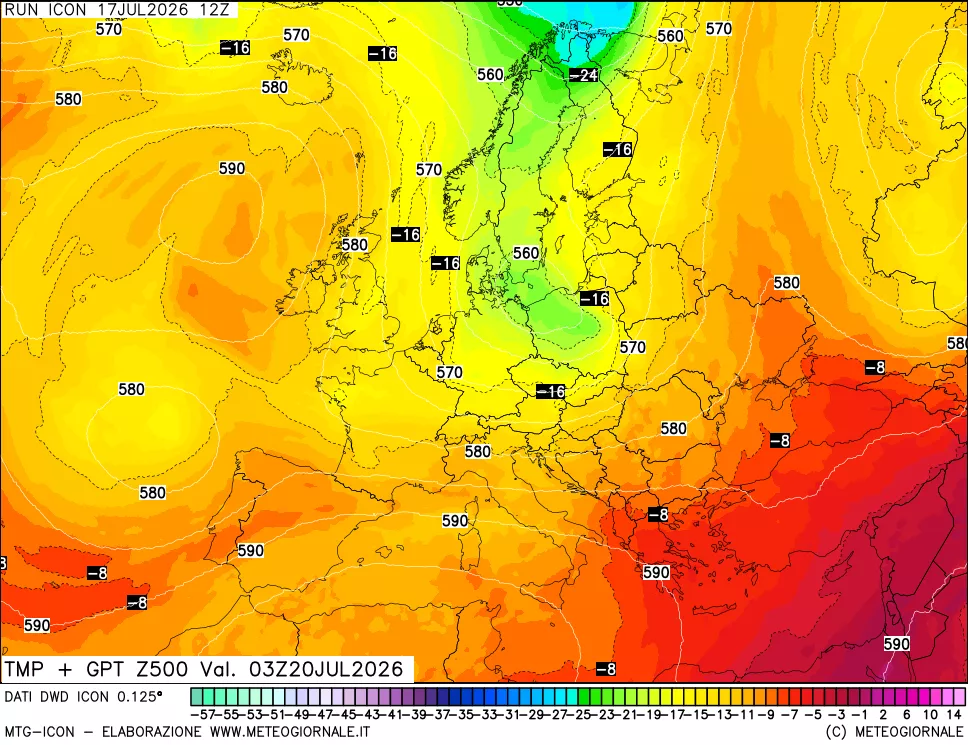mappa 500 hPa Temp + GPT