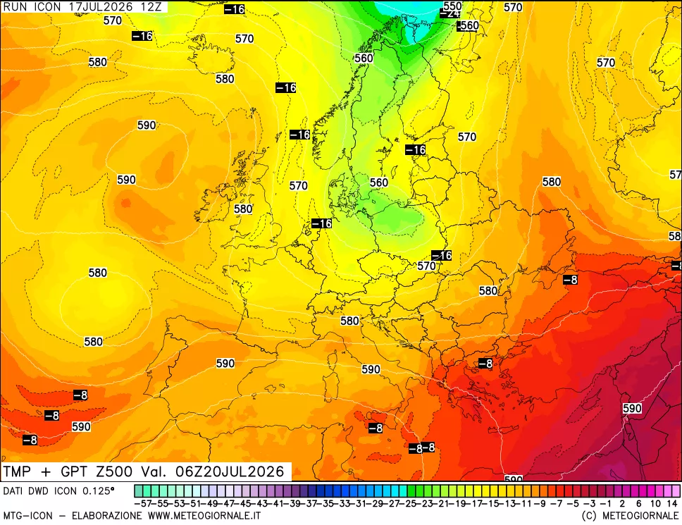 mappa 500 hPa Temp + GPT