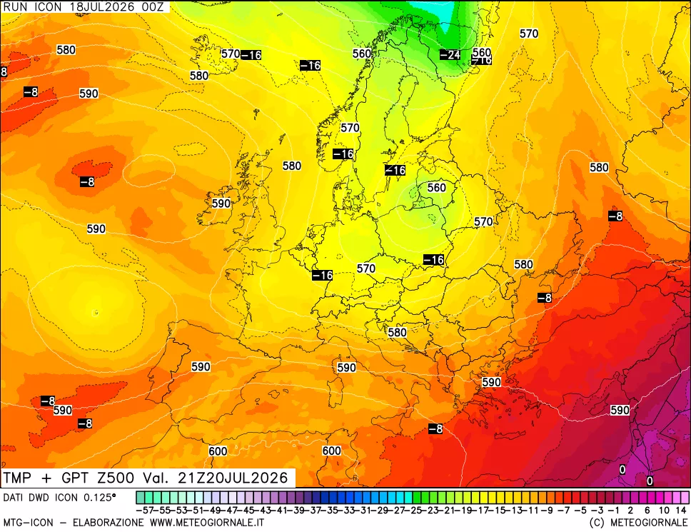 mappa 500 hPa Temp + GPT