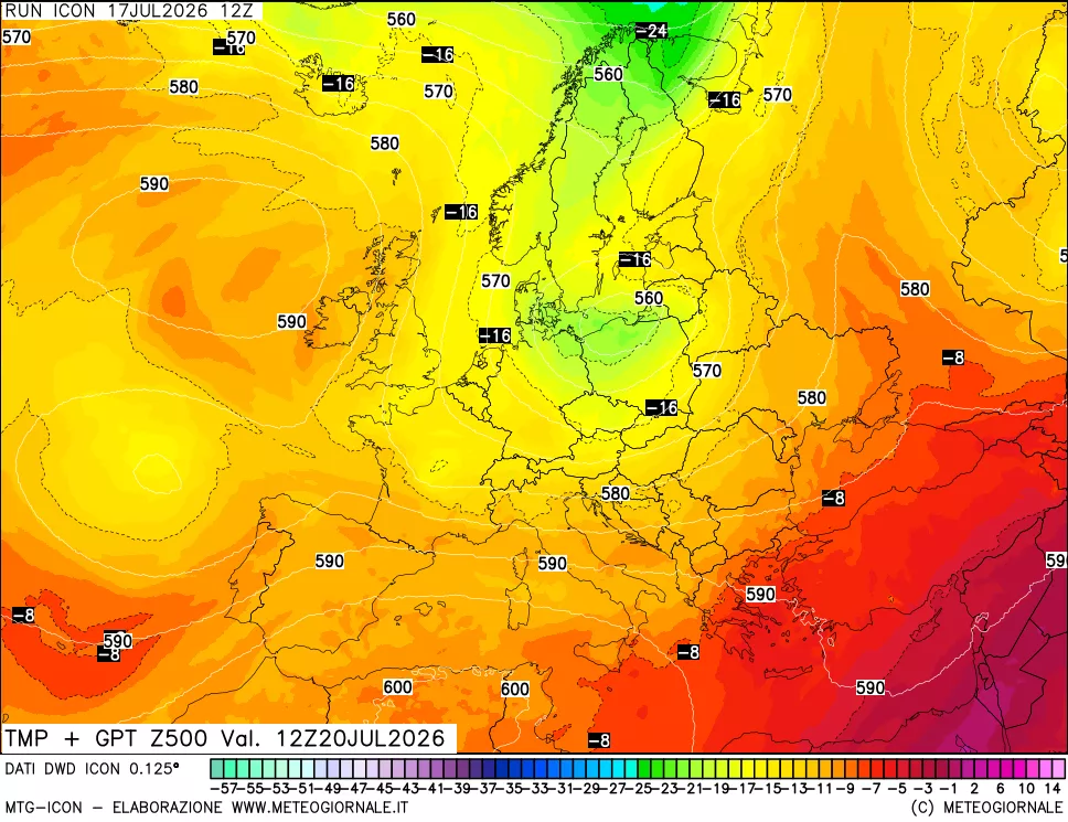 mappa 500 hPa Temp + GPT