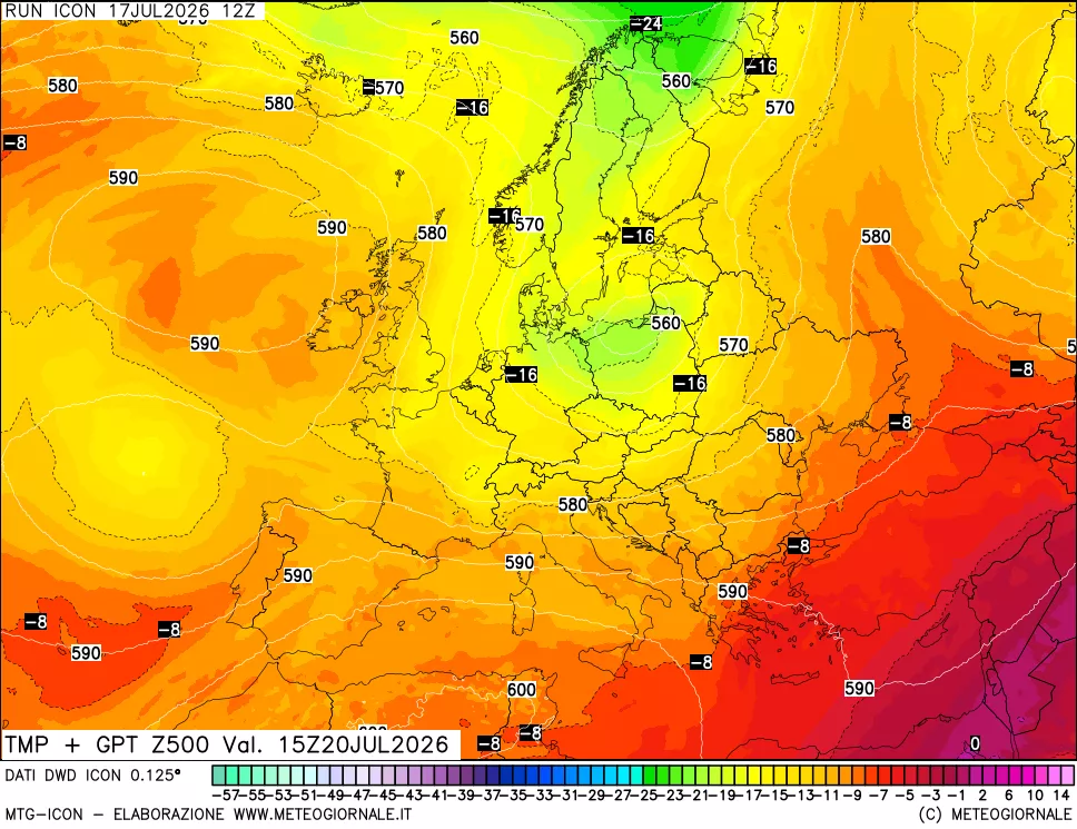 mappa 500 hPa Temp + GPT