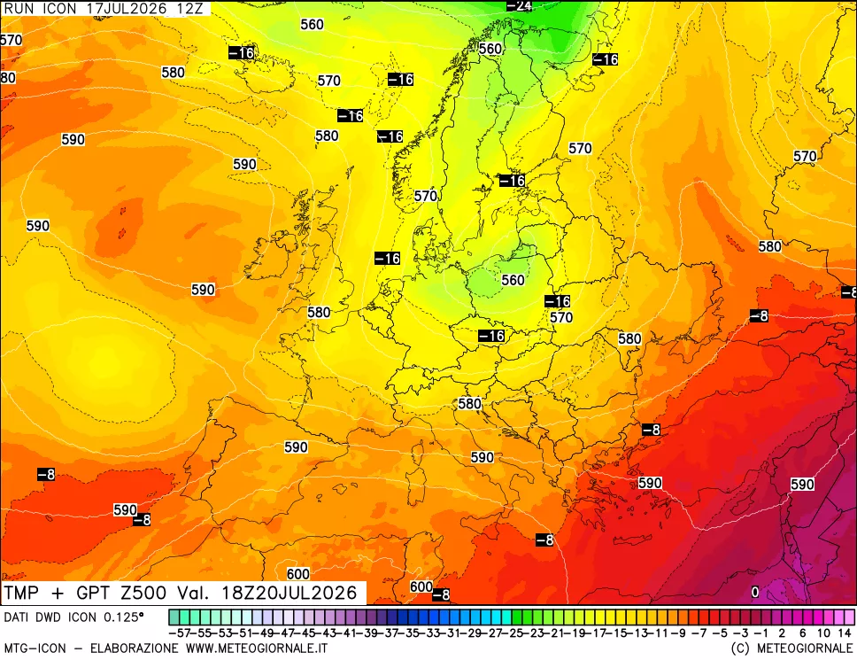 mappa 500 hPa Temp + GPT