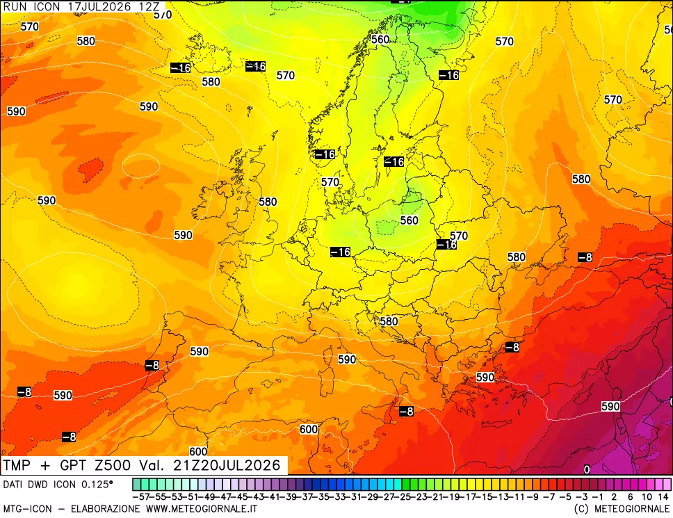 mappa 500 hPa Temp + GPT
