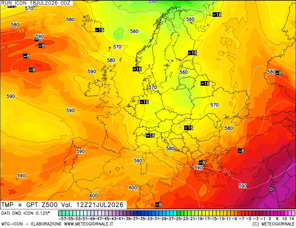 mappa 500 hPa Temp + GPT