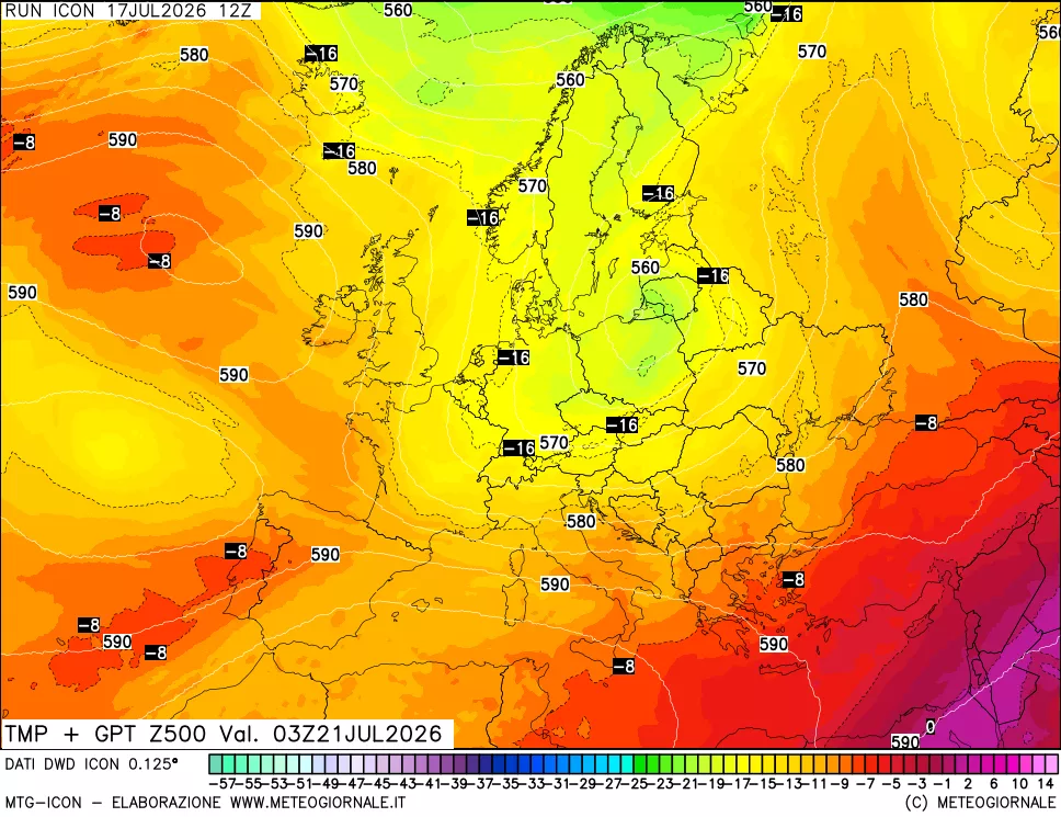 mappa 500 hPa Temp + GPT