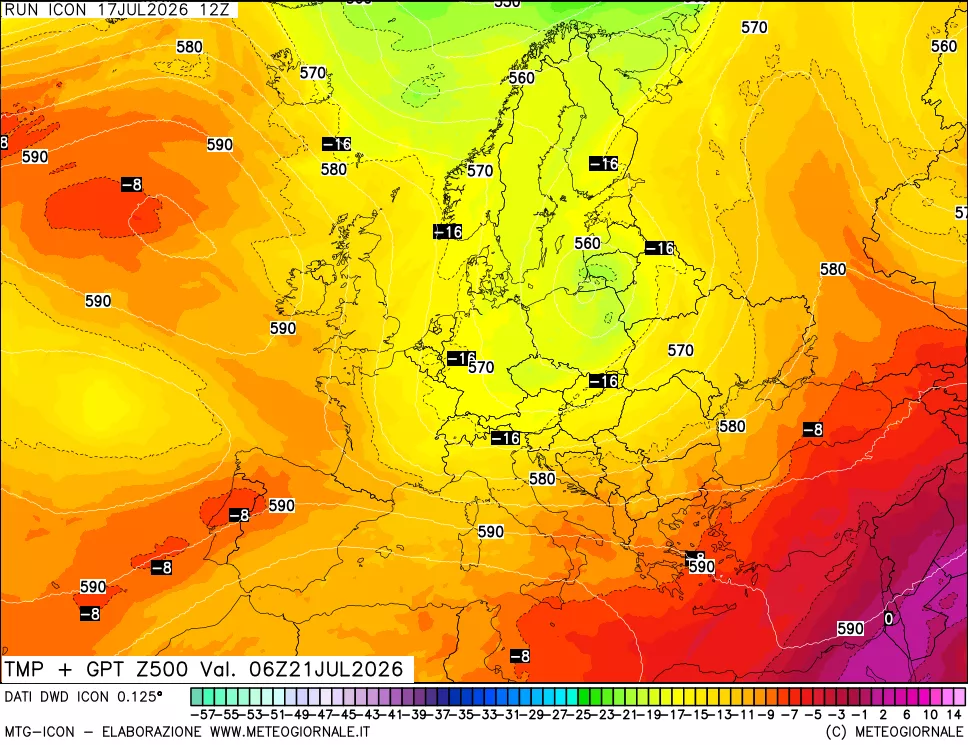 mappa 500 hPa Temp + GPT