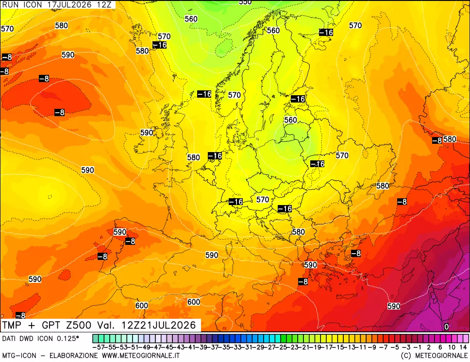mappa 500 hPa Temp + GPT