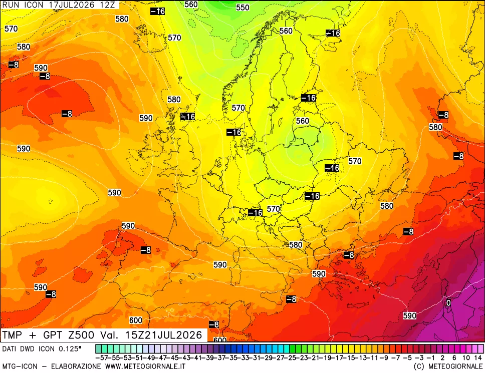 mappa 500 hPa Temp + GPT