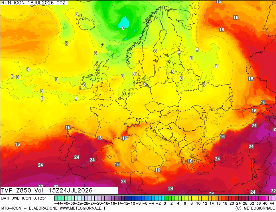 mappa 850 hPa Temp