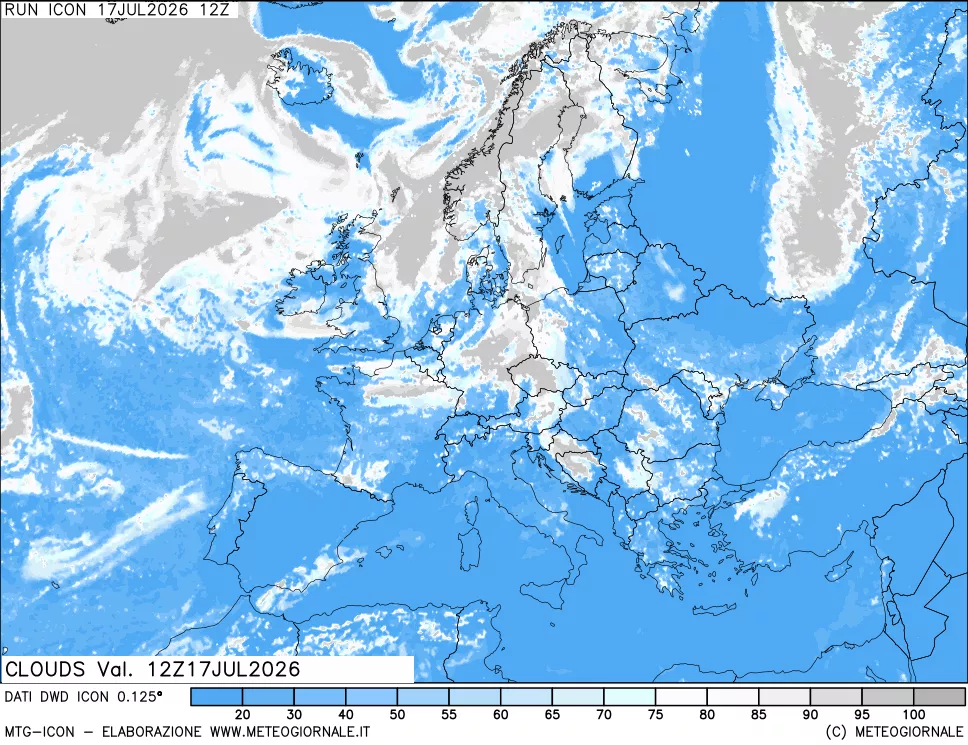 mappa Nuvolosit&agrave; totale