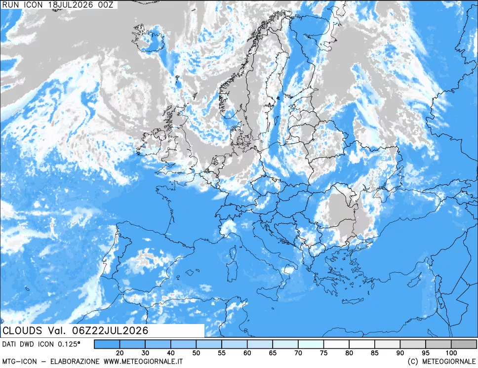 mappa Nuvolosit&agrave; totale