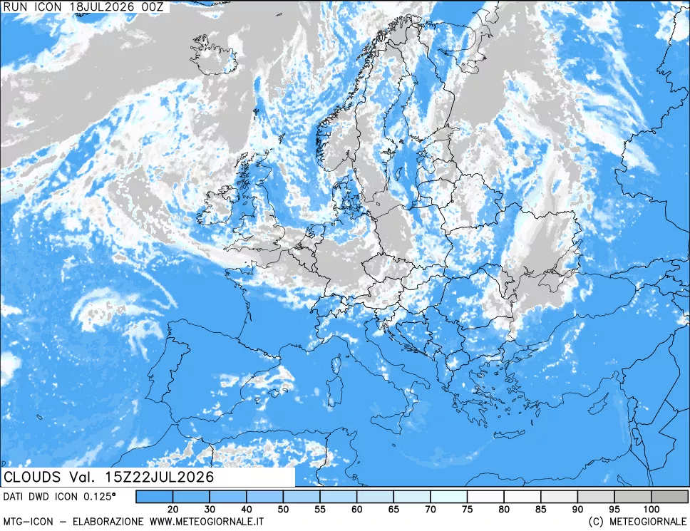 mappa Nuvolosit&agrave; totale