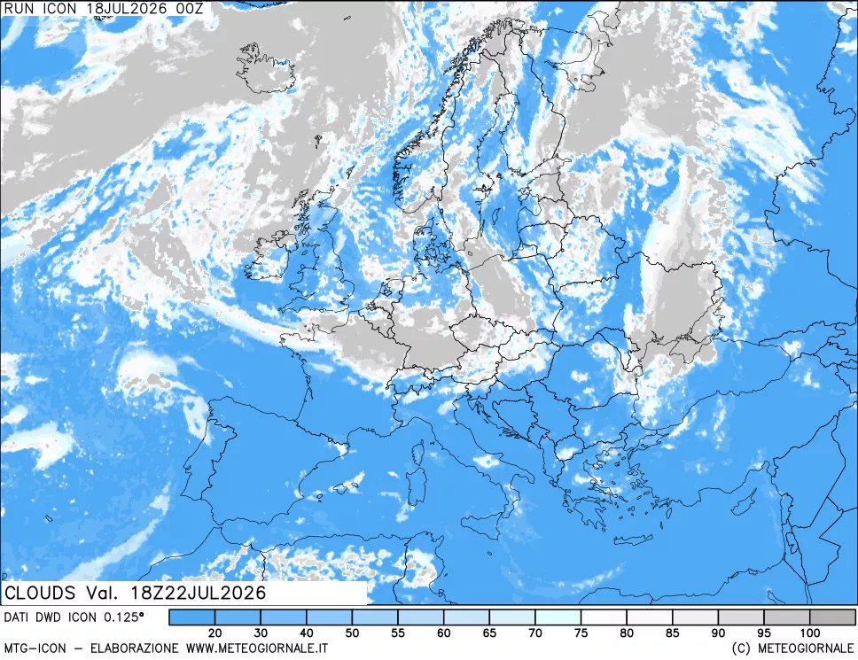 mappa Nuvolosit&agrave; totale