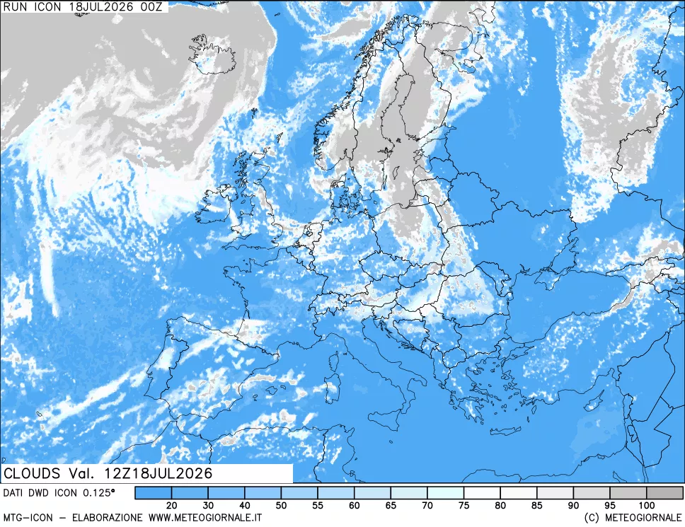 mappa Nuvolosit&agrave; totale