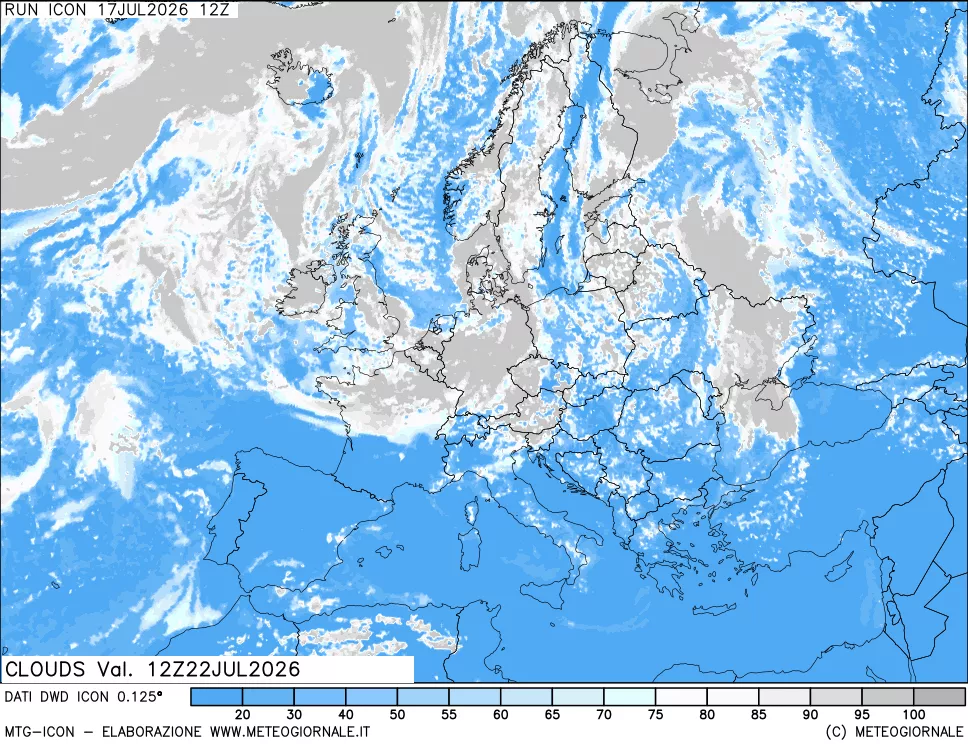 mappa Nuvolosit&agrave; totale