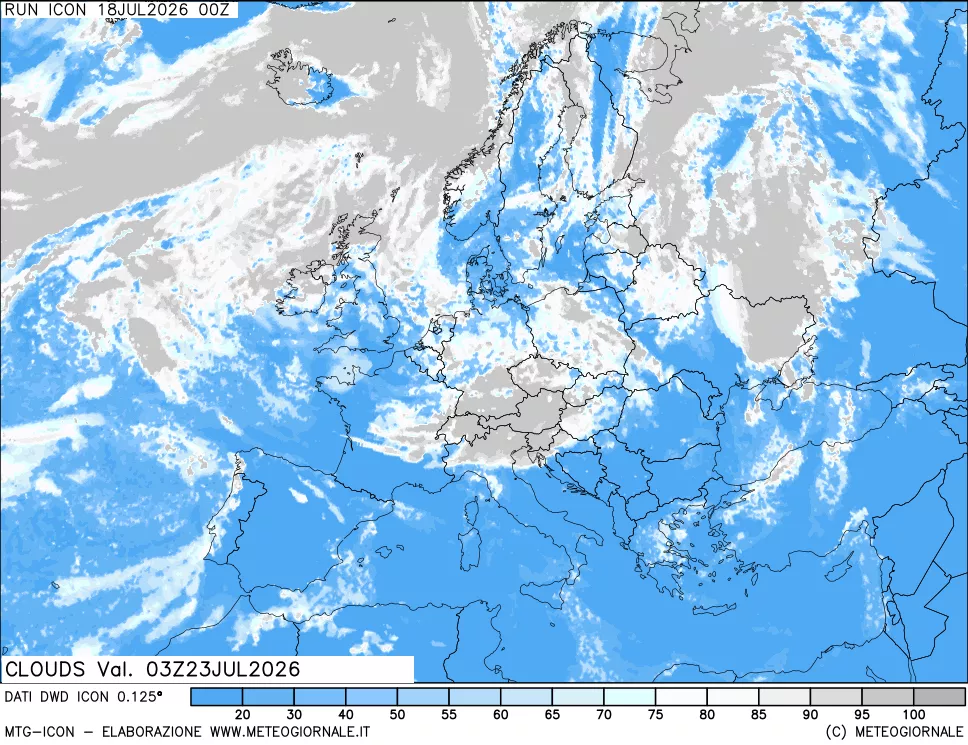 mappa Nuvolosit&agrave; totale