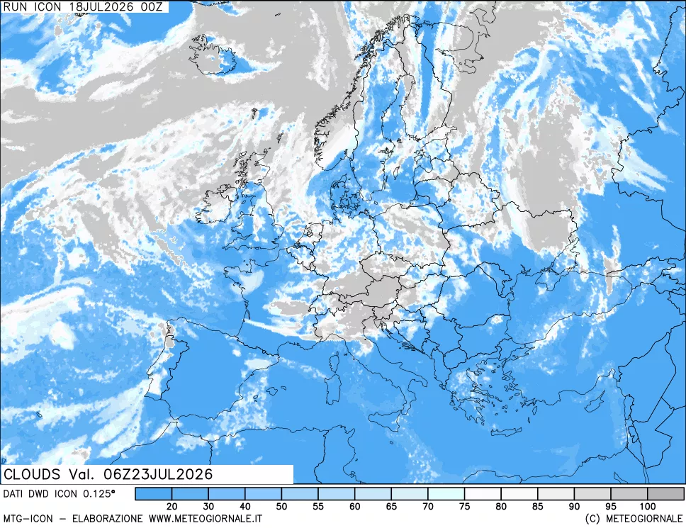 mappa Nuvolosit&agrave; totale