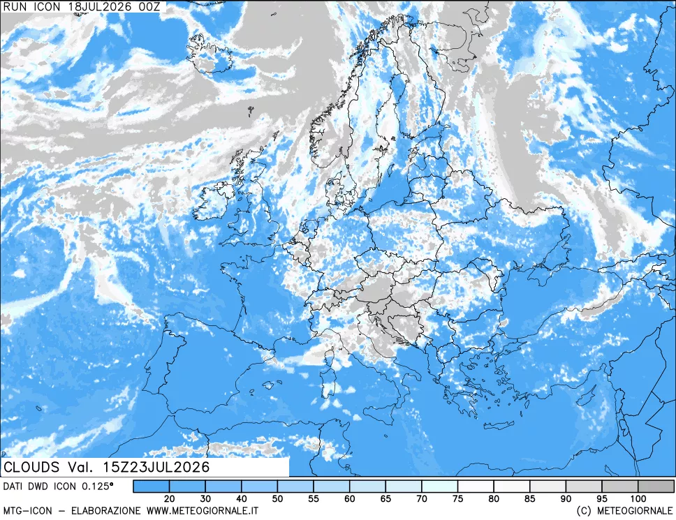 mappa Nuvolosit&agrave; totale