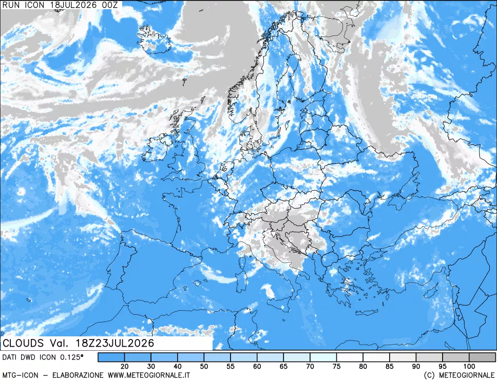 mappa Nuvolosit&agrave; totale