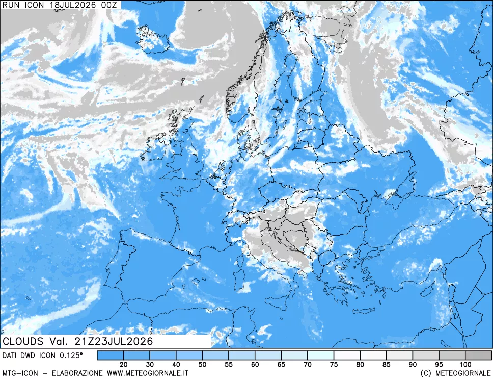 mappa Nuvolosit&agrave; totale