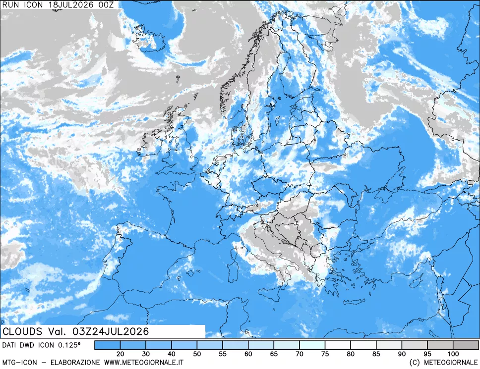 mappa Nuvolosit&agrave; totale