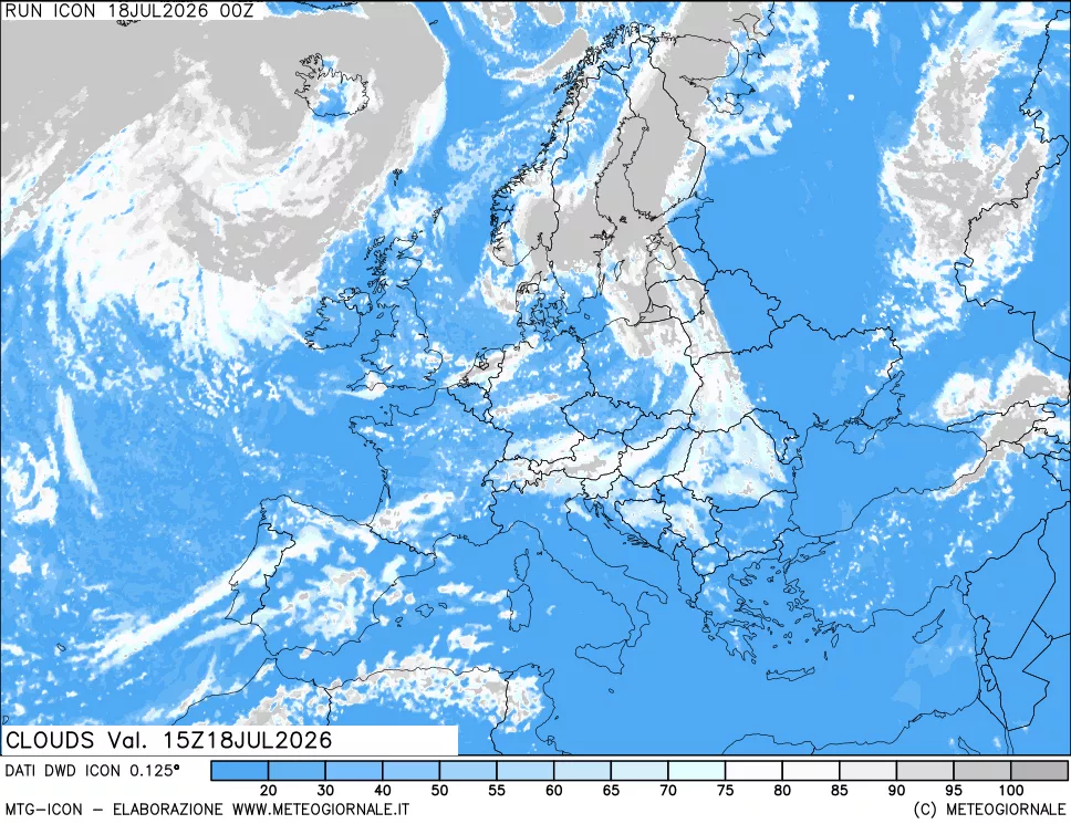 mappa Nuvolosit&agrave; totale