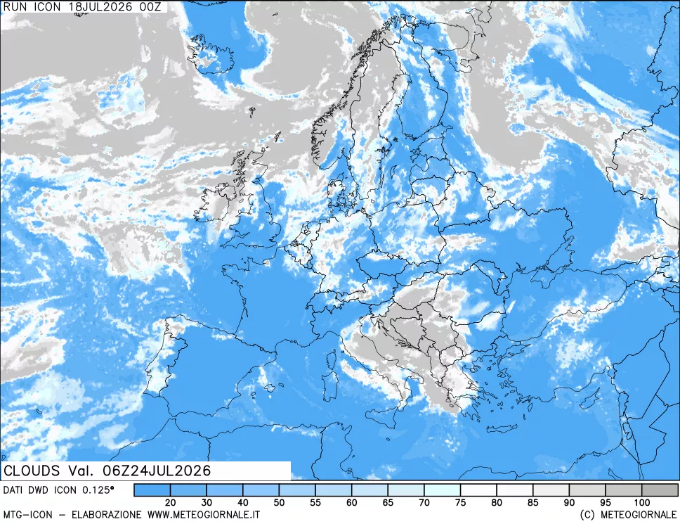 mappa Nuvolosit&agrave; totale
