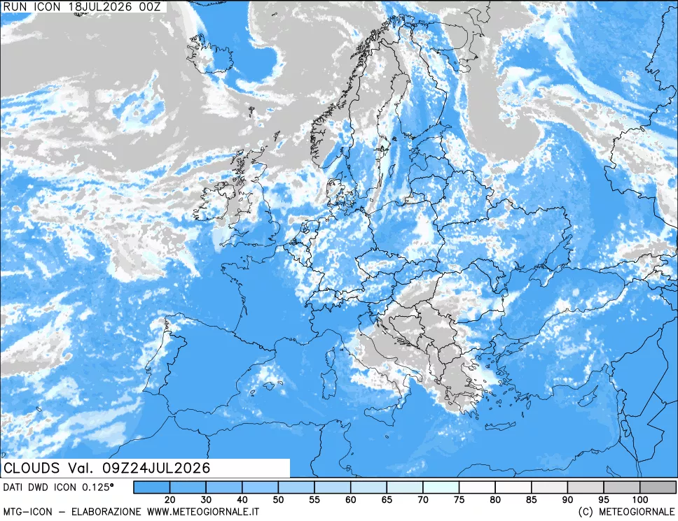 mappa Nuvolosit&agrave; totale