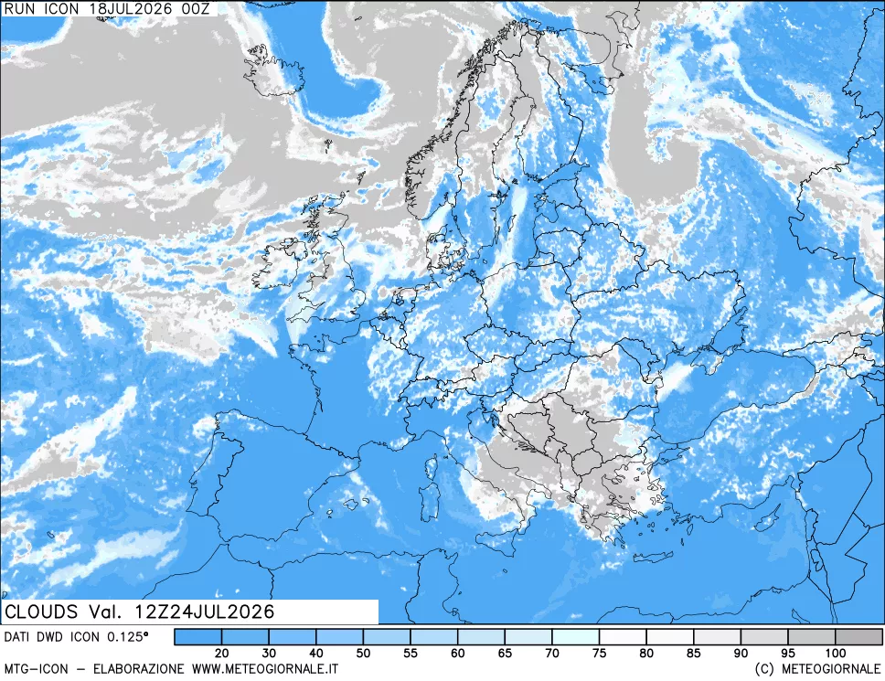 mappa Nuvolosit&agrave; totale
