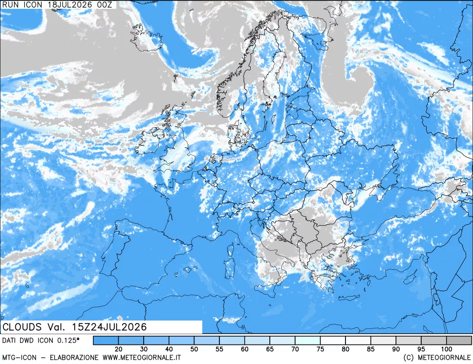 mappa Nuvolosit&agrave; totale