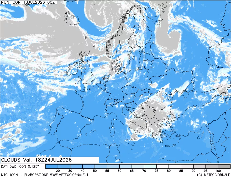 mappa Nuvolosit&agrave; totale