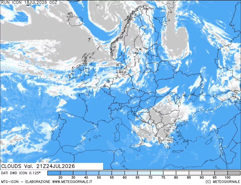 mappa Nuvolosit&agrave; totale