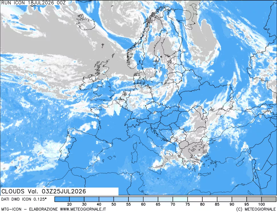 mappa Nuvolosit&agrave; totale