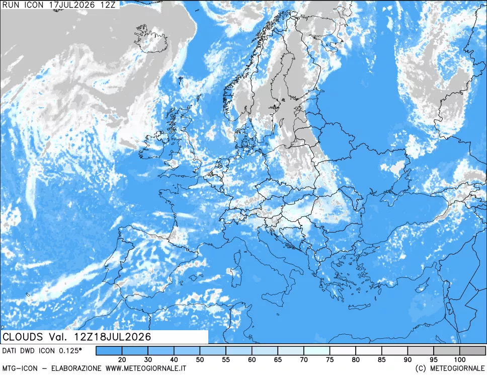 mappa Nuvolosit&agrave; totale