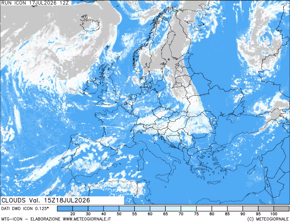 mappa Nuvolosit&agrave; totale