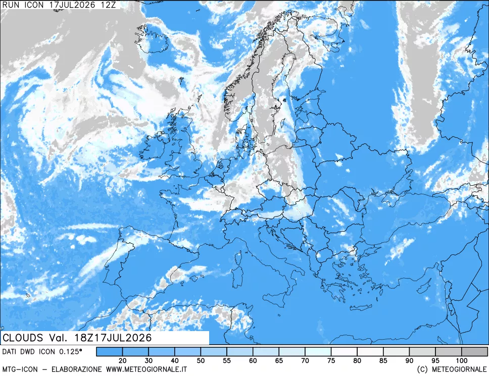 mappa Nuvolosit&agrave; totale