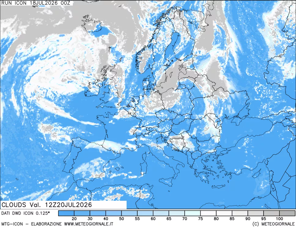 mappa Nuvolosit&agrave; totale
